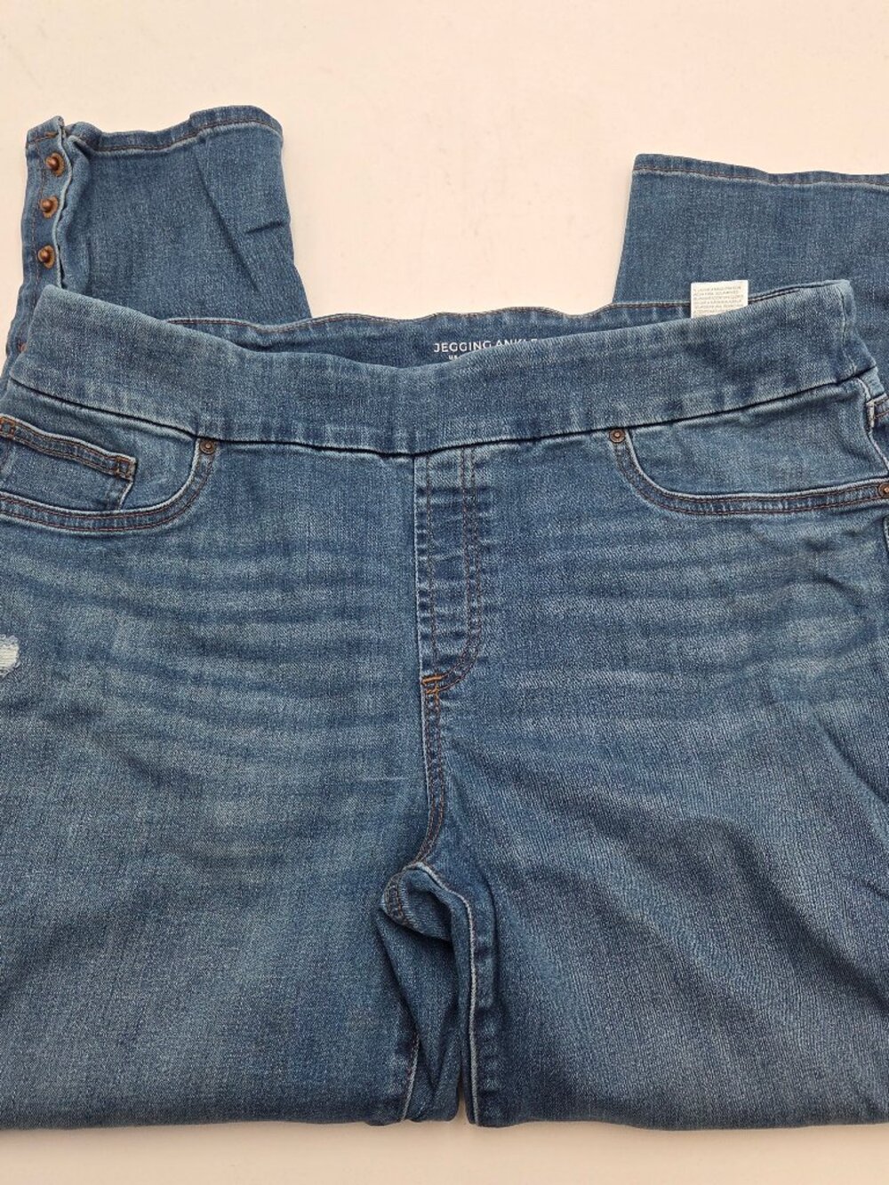 Chico's 2R Jegging Ankle Blue Jean Women's US 12R Pull On Stretch Mid Rise Denim